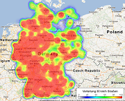 Heatmap des Straßennetzes generiert aus dem Straßenverzeichnis