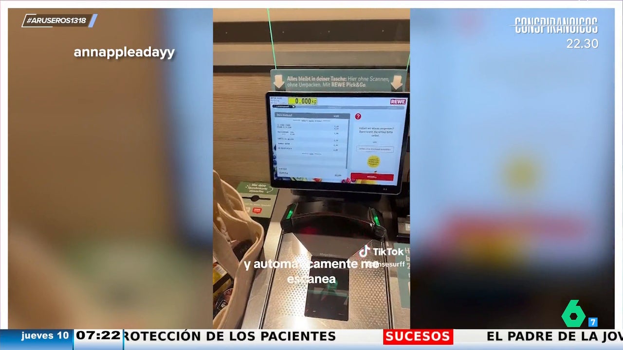 Auf Tiktok zeigt ein Spanier, wie einfach das Bezahlen in Supermärkten in Deutschland ist: "Scannt alles automatisch!"