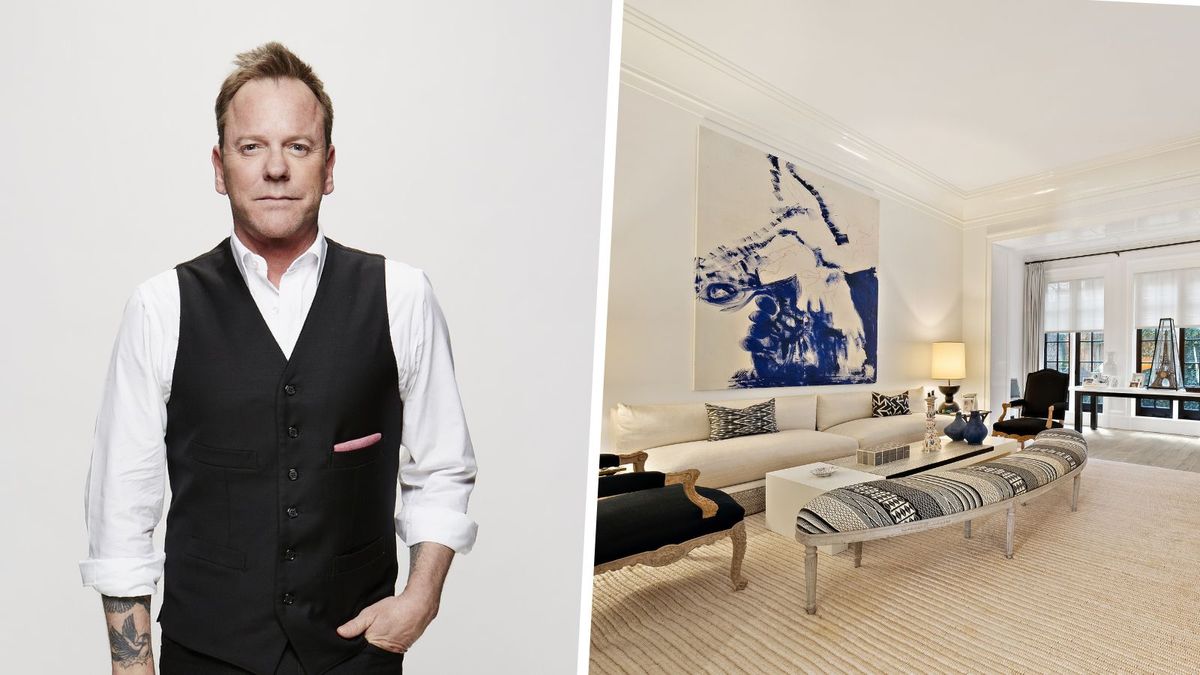 Kiefer Sutherlands West Village-Wohnung nutzt eine helle weiße Farbpalette, um den Stil des griechischen Revivalismus zu beherrschen – sie ist für 20 Millionen US-Dollar auf dem Markt