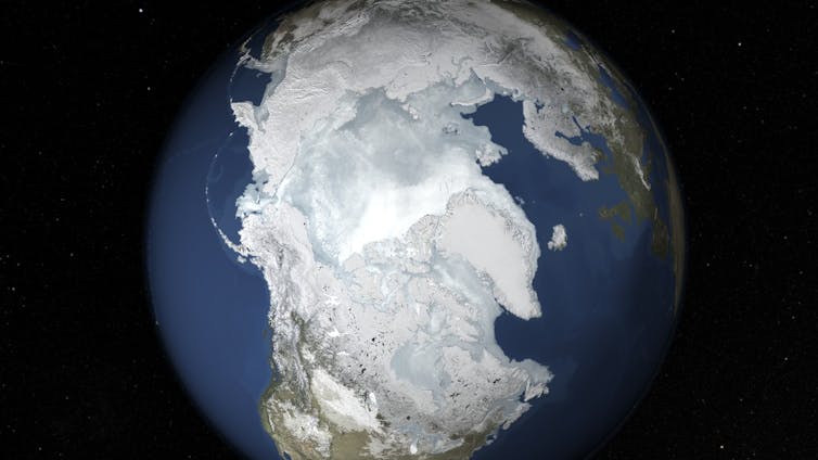 Satellite map of northern hemisphere