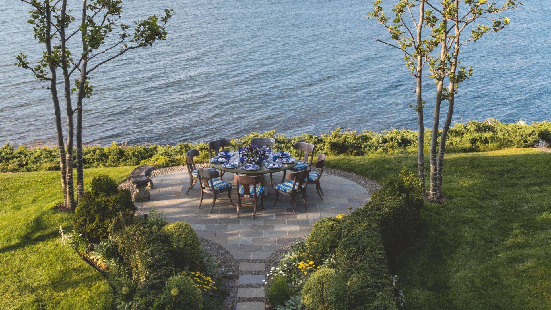 Hamptons Garden with coastal view