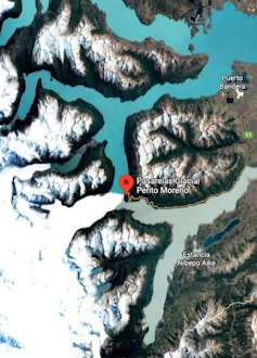 Karte von Gletscher und See