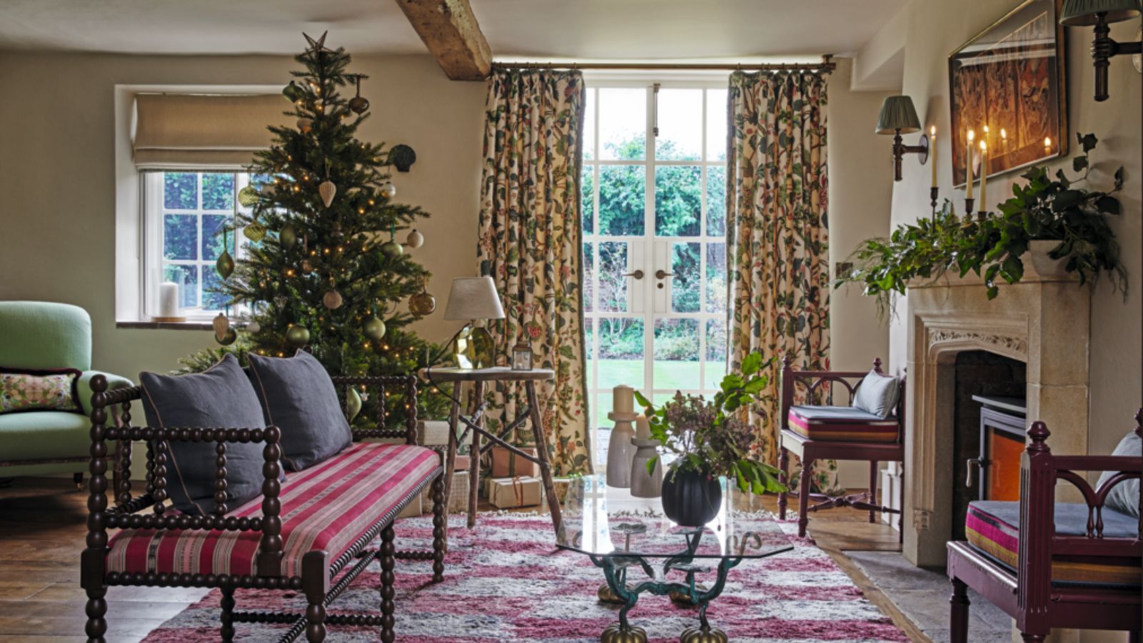 Christmas living room in country cottage