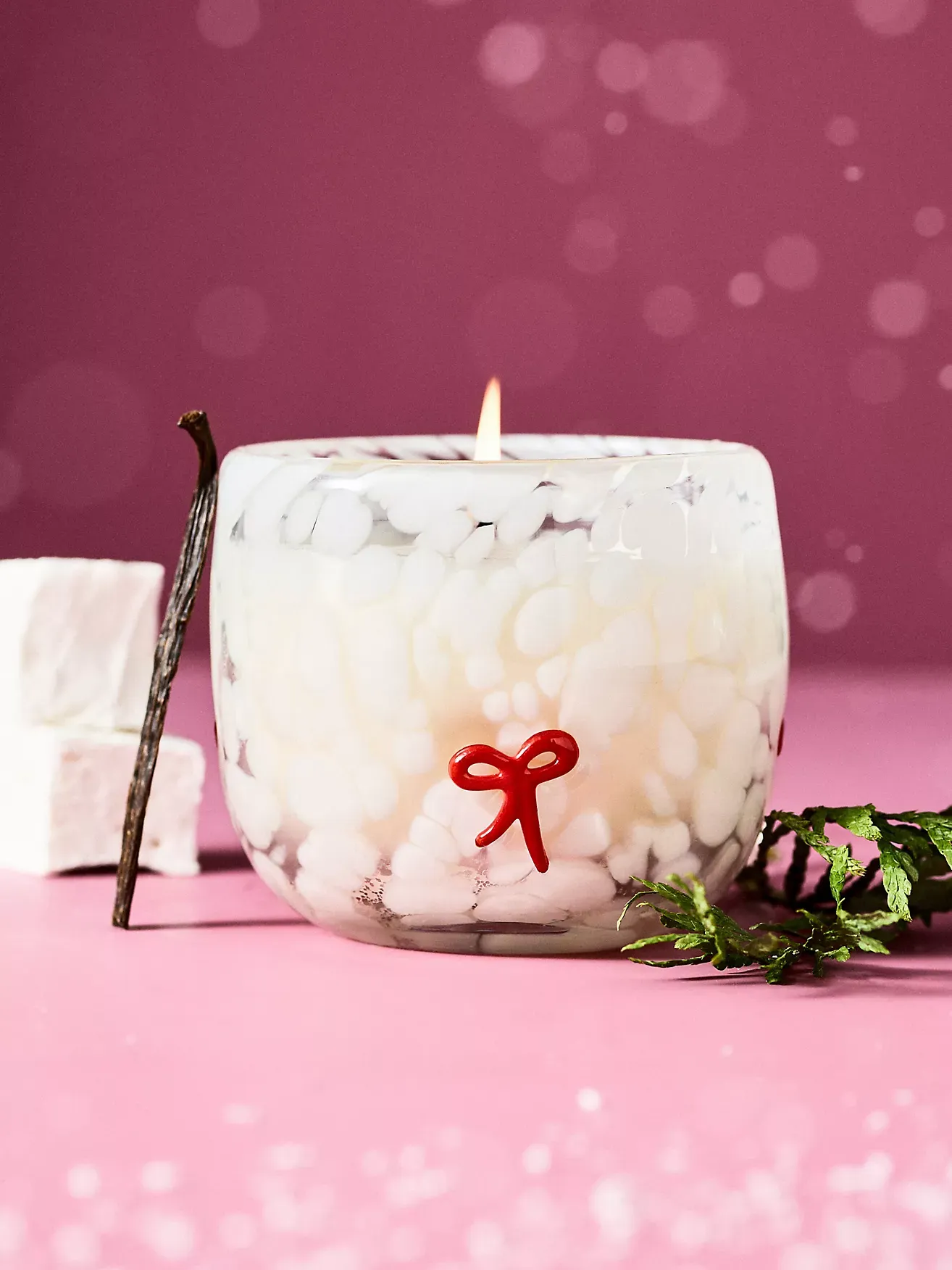 Bow Festive Icon Fruity Champagne Cheers Glaskerze