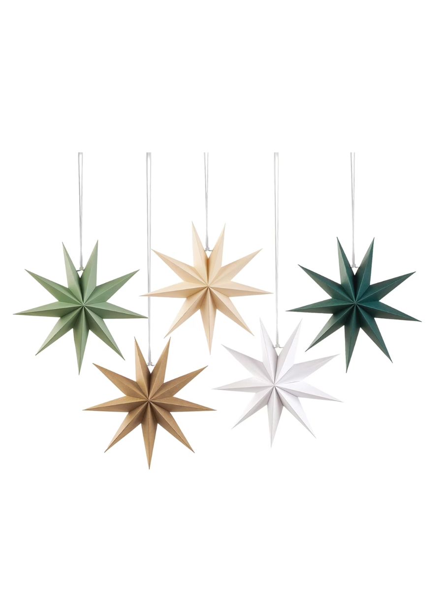 5 Stück 9-zackige Stern-Papierlaternen