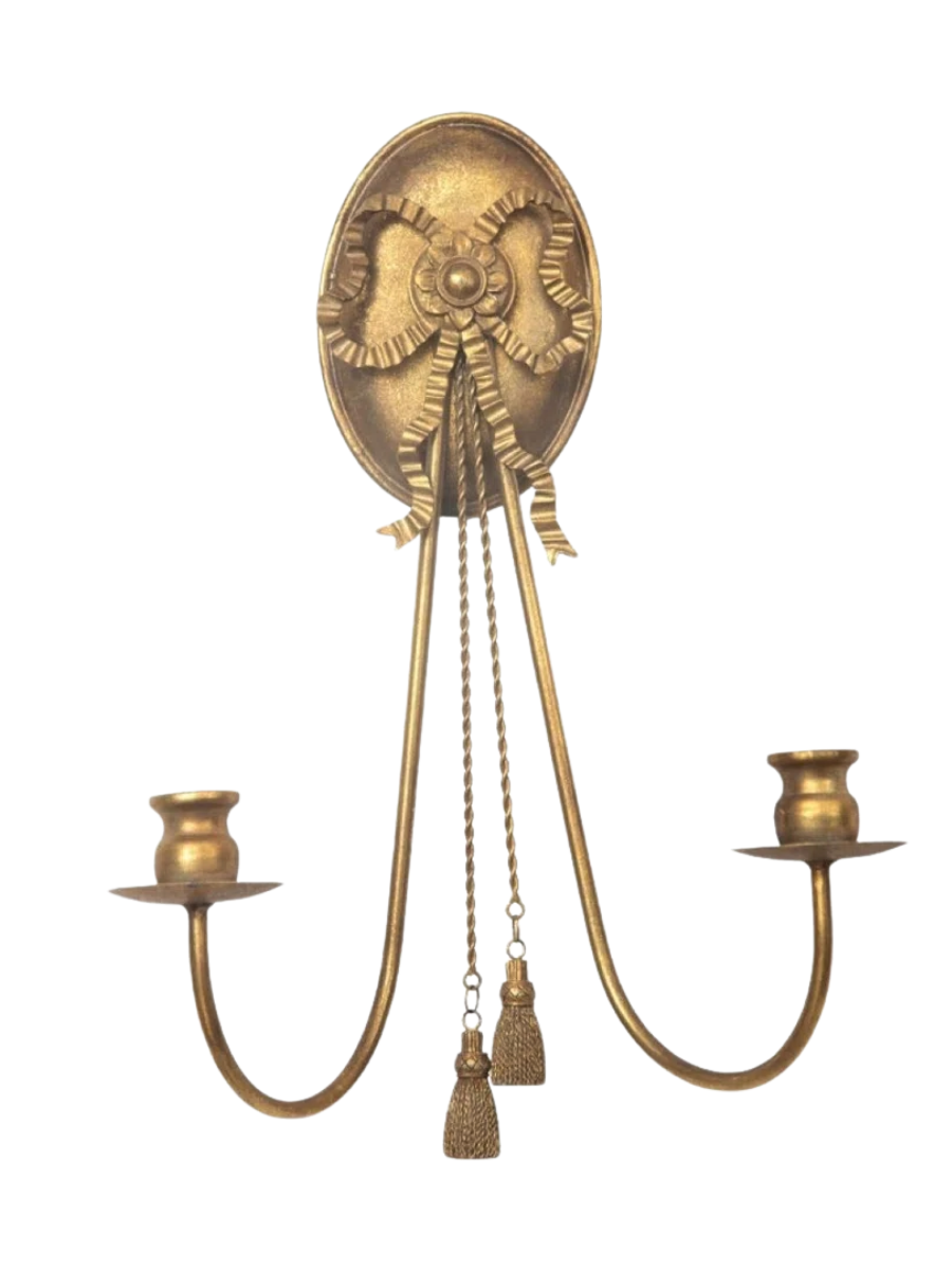 Wandkerzenhalter aus französischem Band in Gold