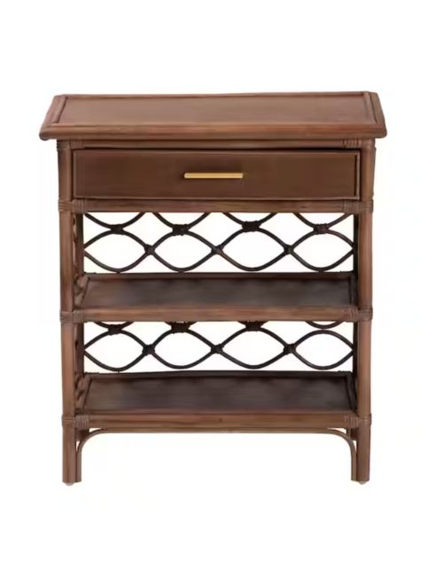 Akane Nachttisch aus antikbraunem Rattan mit 1 Schublade