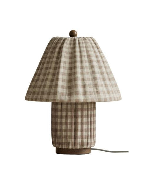 Tischlampe mit durchgehendem Falten-Gingham-Muster