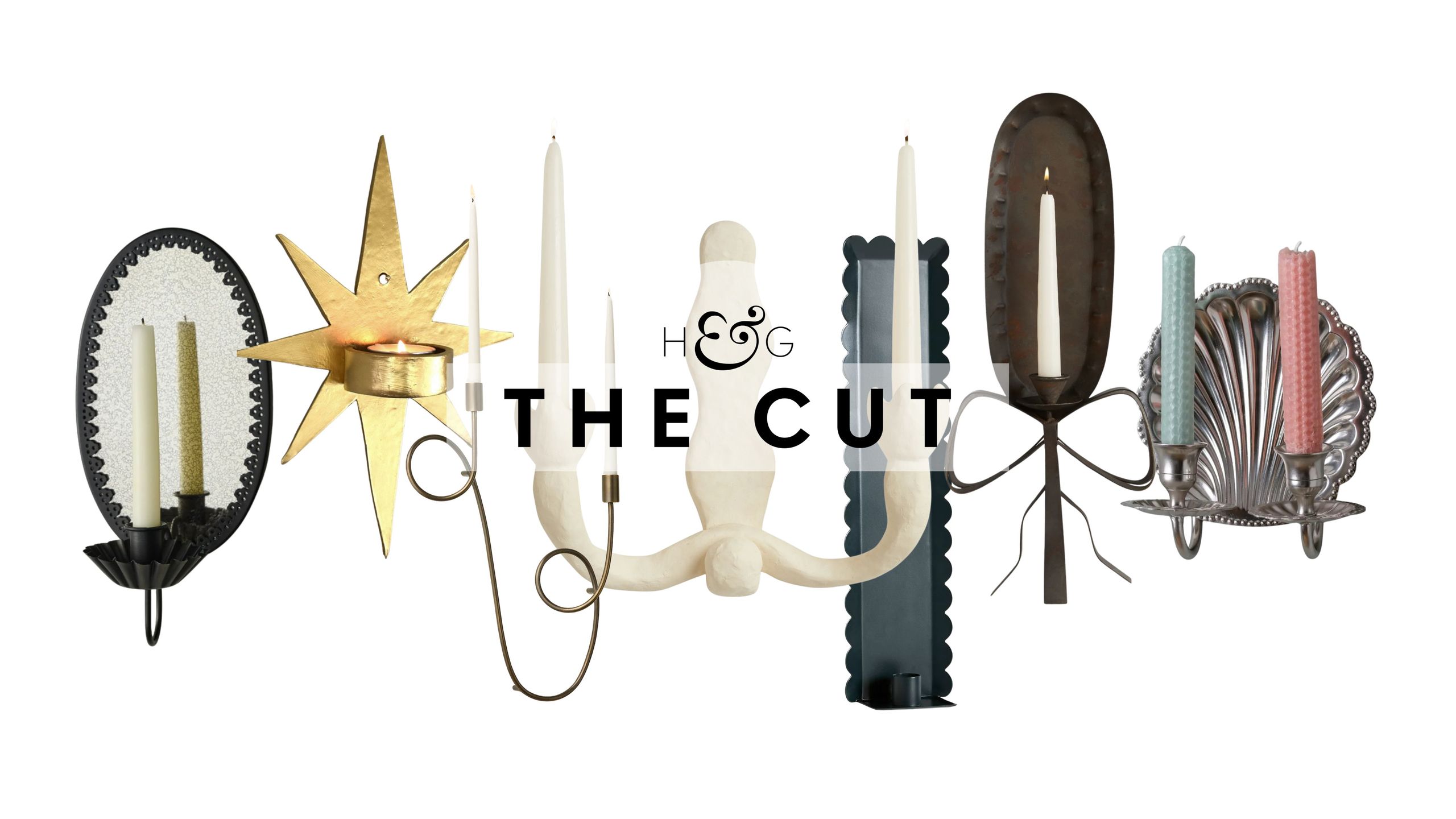 Curation of candle sconces, featuring styles that span mirrored antique revivals and Art Deco stars to modern scallops and squiggles.