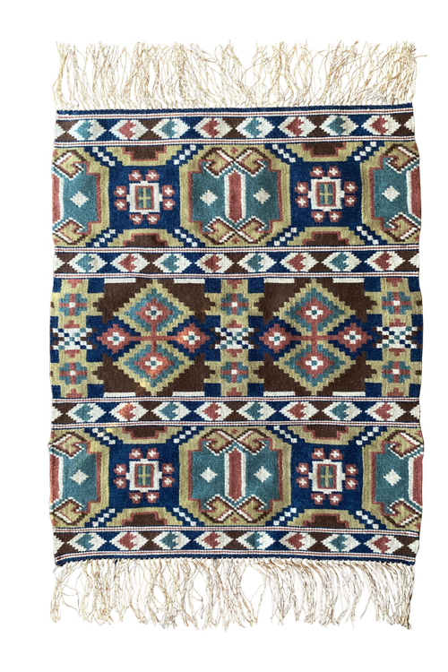 Handgefertigter schwedischer Volkskunst-Röllakan-Wandteppich, 19. Jahrhundert