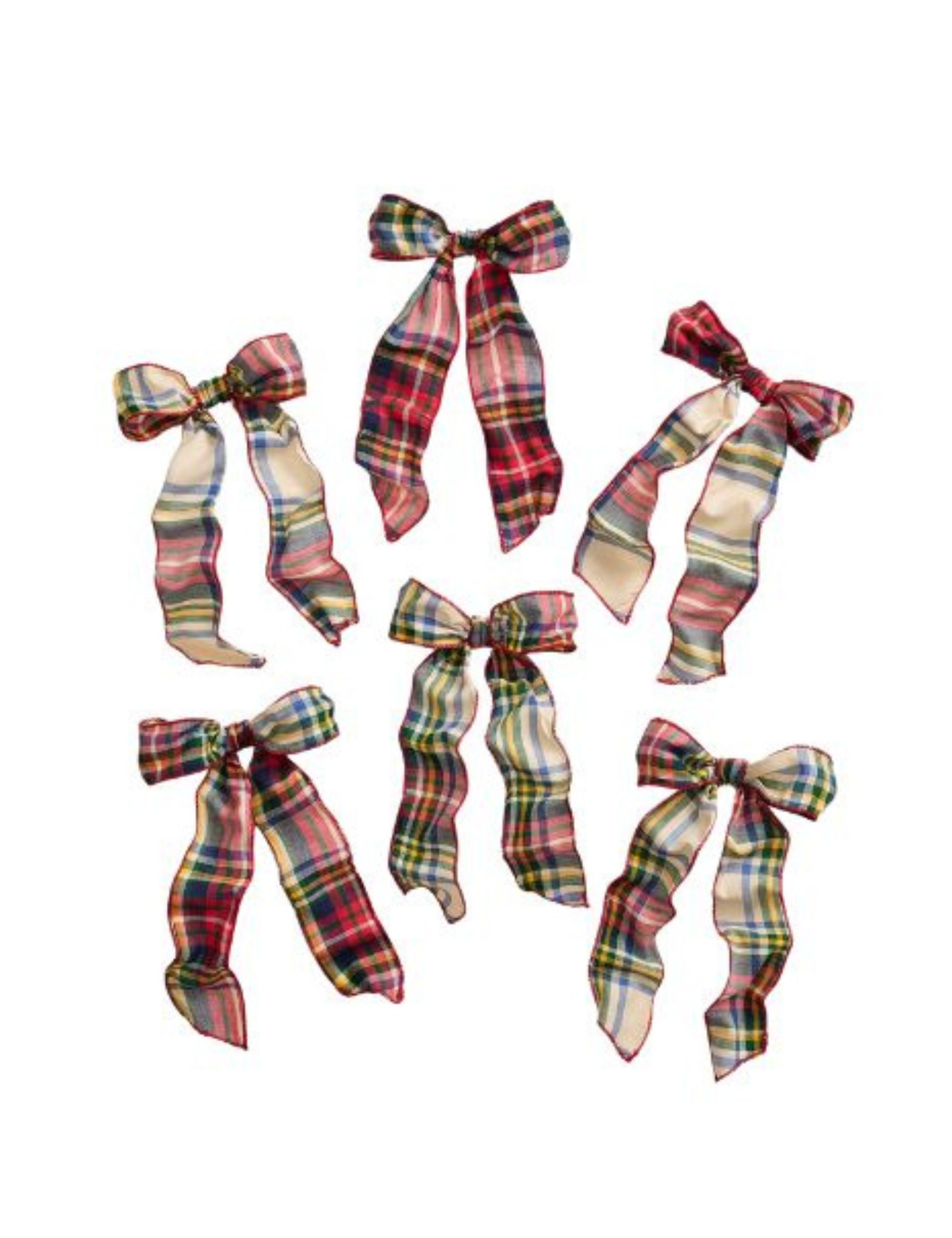 Stewart Plaid Bow Tree Clips, 6er-Set