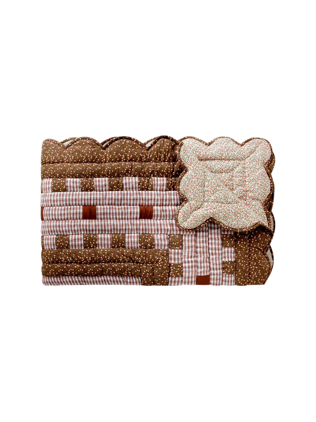 Gewellte Steppdecke mit Schokoladen-Gingham-Muster