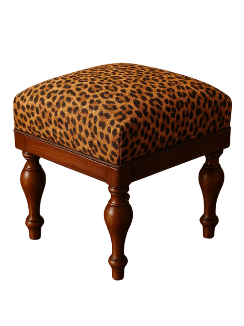 Handgefertigte Polsterbank mit Leopardenmuster