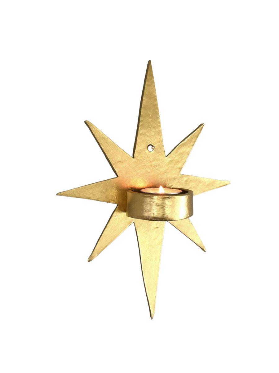 Keramik Kerzenleuchter Gold Stern Handgefertigte Wanddekoration
