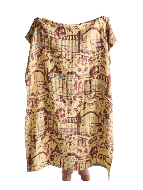 Bedruckter Überwurf aus Damson Madder-Baumwolle