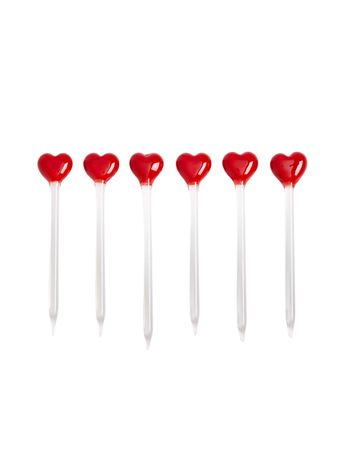 Herz-Icon-Glas-Martini-Picks, 6er-Set