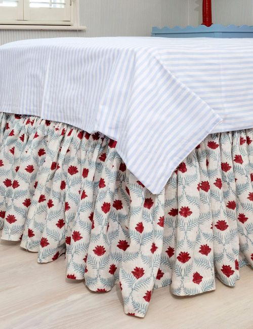 Bettvolant aus Lotus-Leinen mit Rüschen