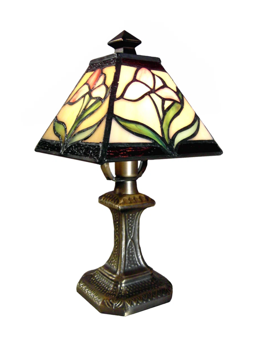 Rosa Lilie Mini-Tischlampe im Tiffany-Stil