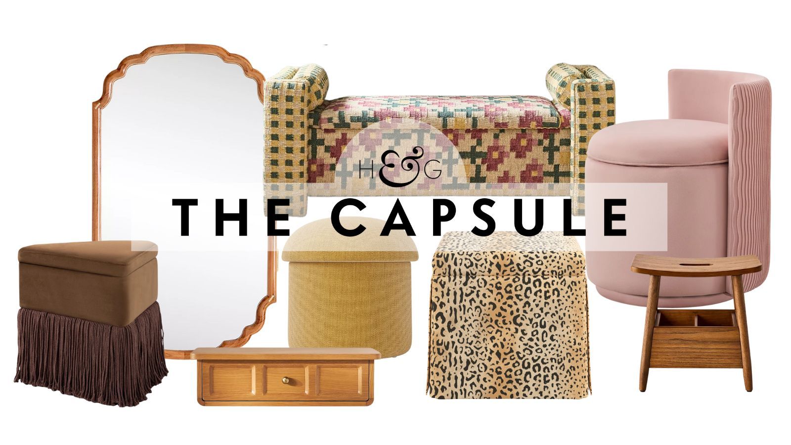 collage of hidden bedroom storage products