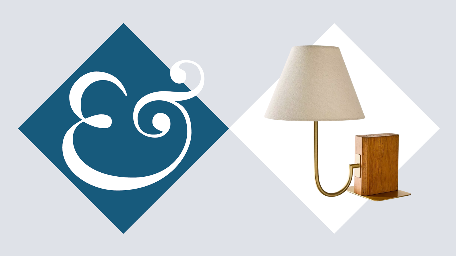 eine Buchstützenlampe mit Stoffschirm