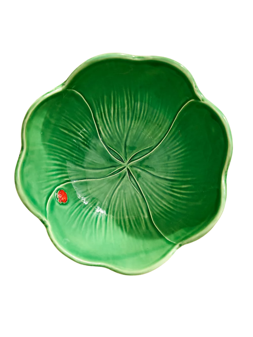 Servierschüssel aus Steingut mit Kleeblattmotiv