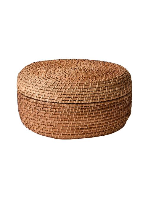 Moderne Rattan-Körbe mit rundem Deckel