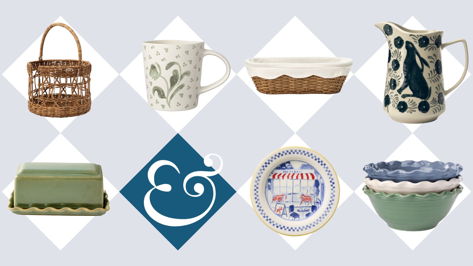 Eine Collage frühlingshafter Küchendekoration