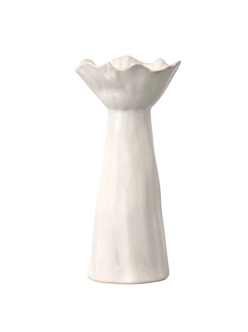 Hoher, geformter, kegelförmiger Kerzenhalter mit Blattwerk 