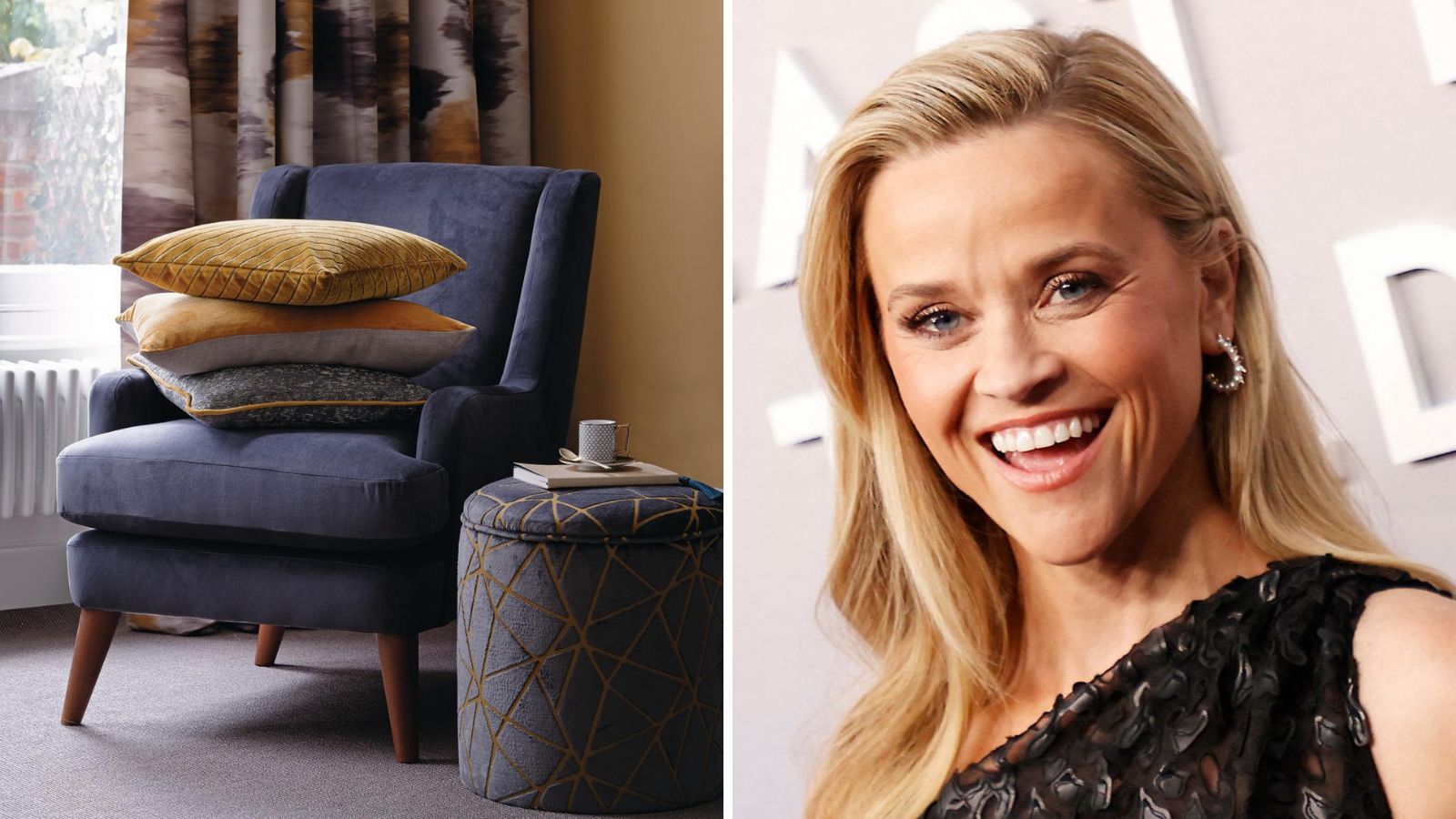 Reese Witherspoon blauer Stuhl