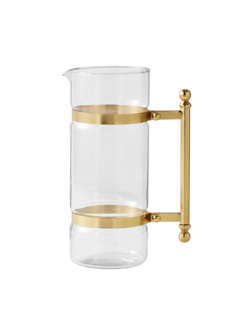 Antiker Krug aus Messing und Glas