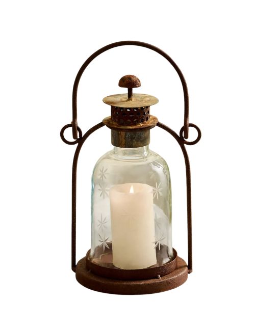 Laterne mit geätzten Sternen