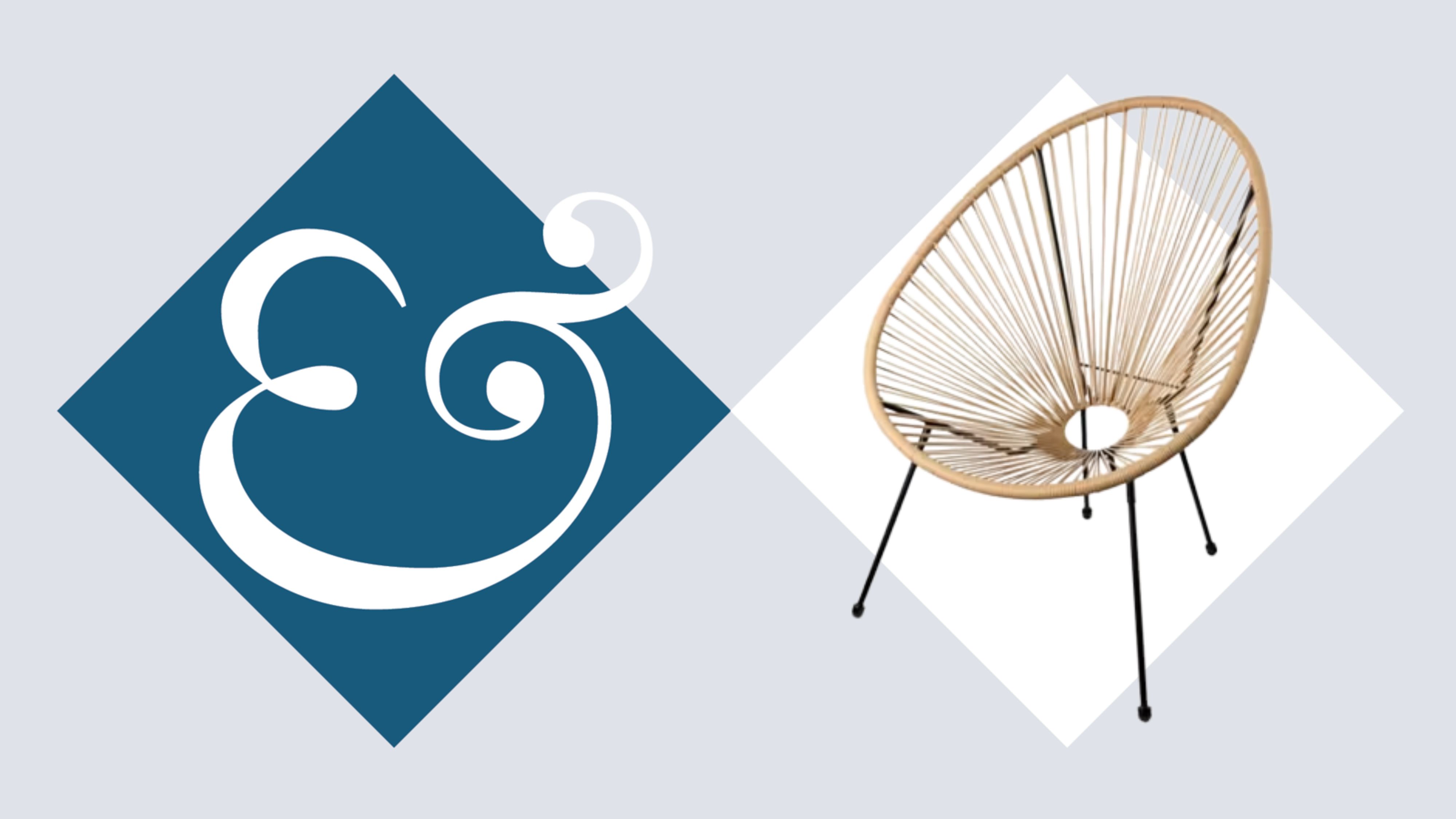 Ovaler Outdoor-Sessel von Aldi, abgebildet vor einem H&G-Hintergrund mit Rautenmuster