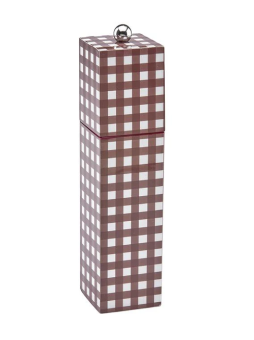 Cherry Gingham Square Pillar Salz- oder Pfeffermühle