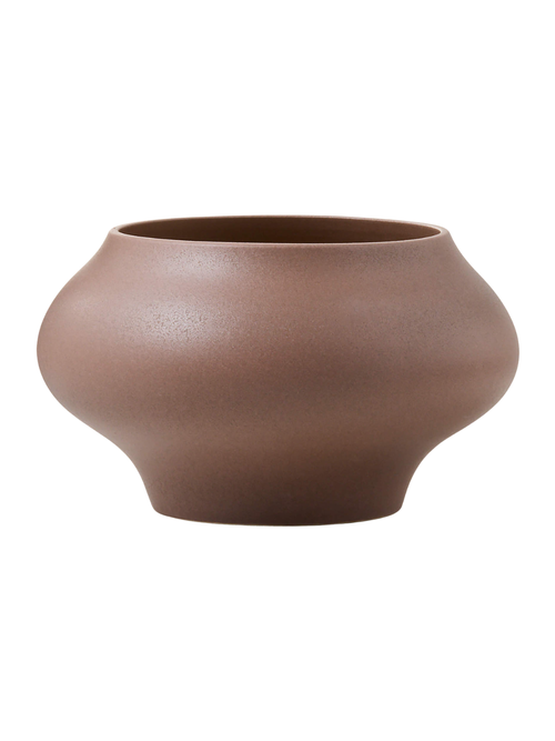 Samia Brown Keramik strukturierte glasierte kleine Pflanzschale für den Innen- und Außenbereich 7,75