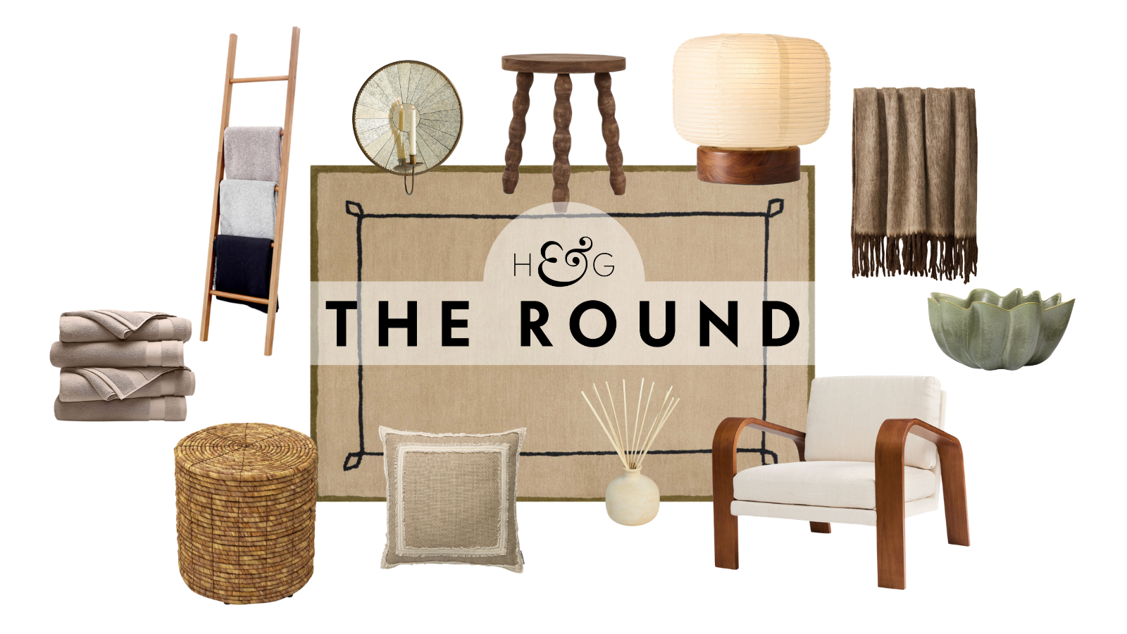 eine Auswahl neutraler Wohnaccessoires 