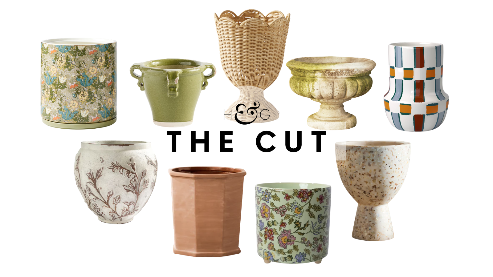 an assortment of outdoor planters