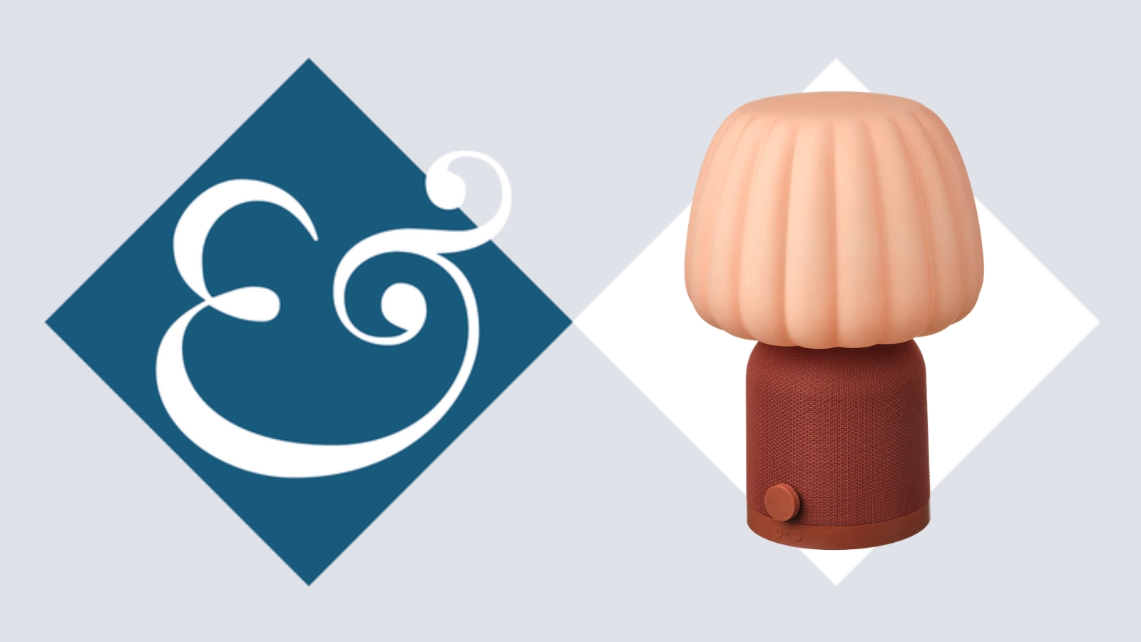 IKEA KULGLASS-Lampe auf Fliesenhintergrund neben Homes & Gärten '&' Logo.