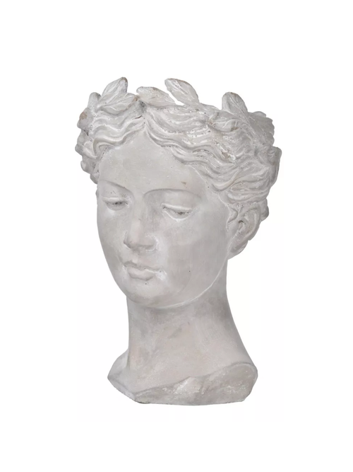 Pflanzgefäß im griechischen Stil mit Zementkopf