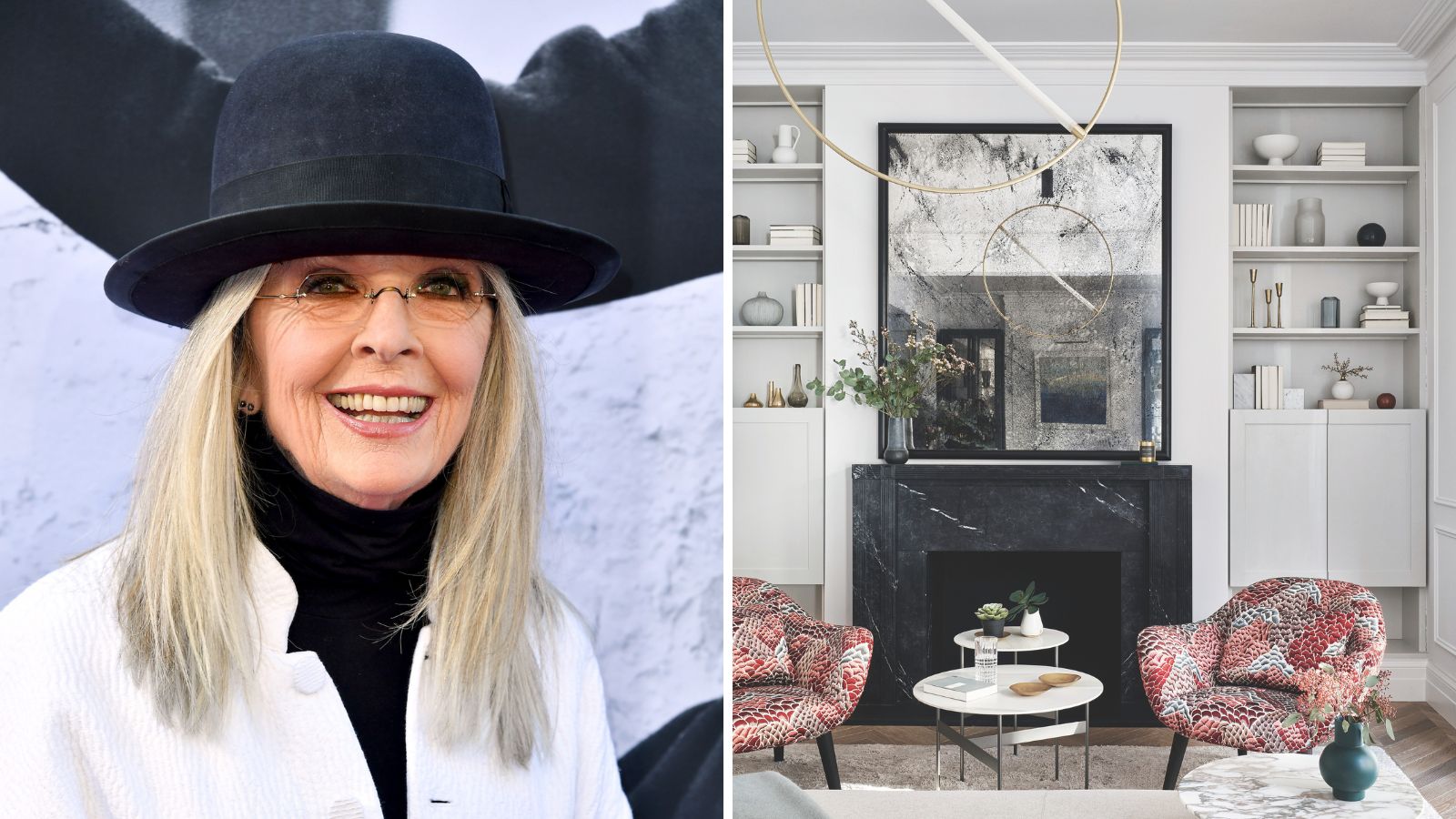 Diane Keaton / monochromes Wohnzimmer