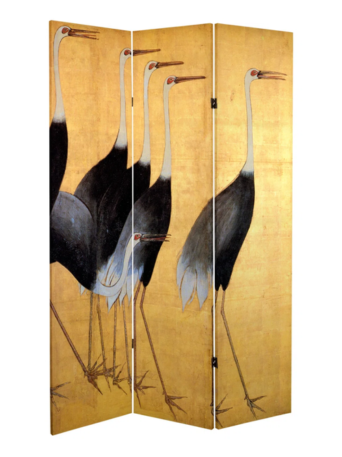 Ostasiatischer Kunst-Leinwand-Klappraumteiler