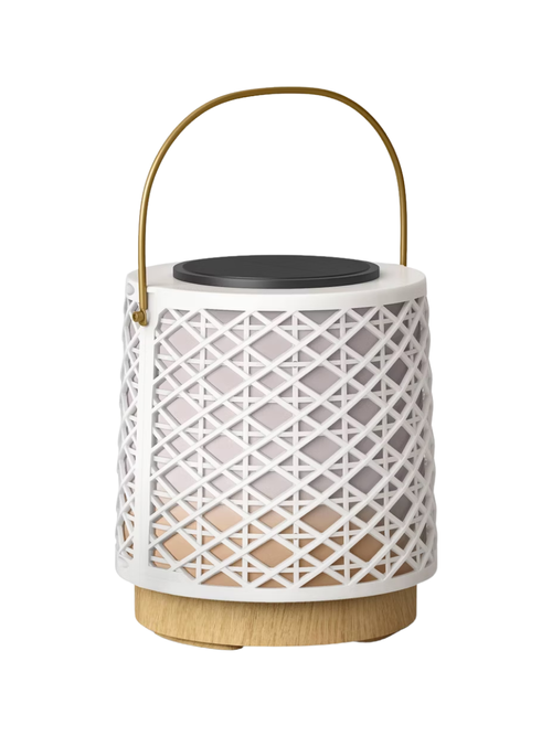 Rattan-Batterie-/Solar-LED-Außenlaterne 