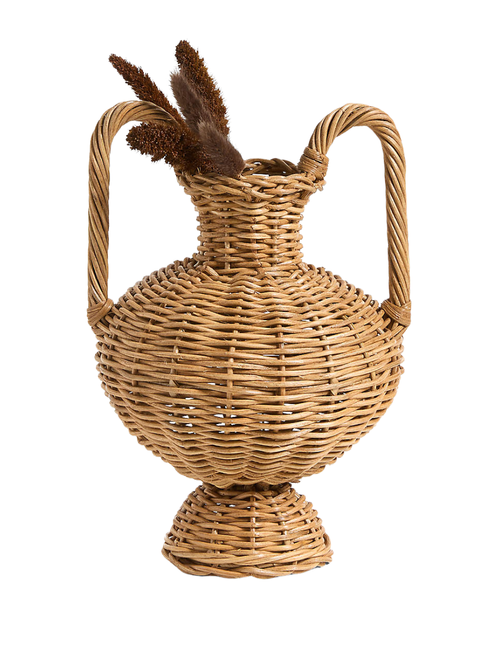 Alford Vase aus geflochtenem Rattan mit Doppelgriff