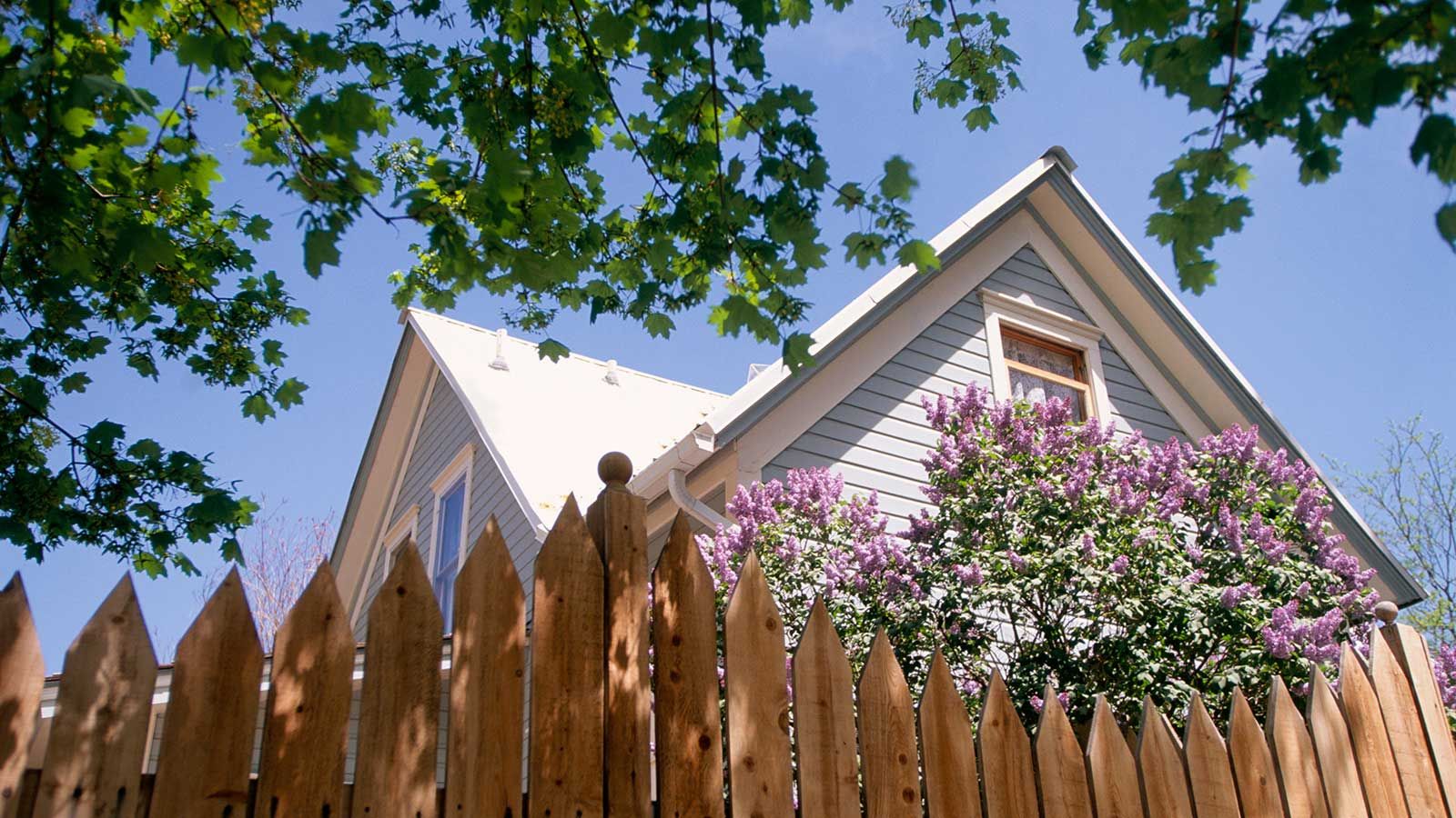 wooden fence around house