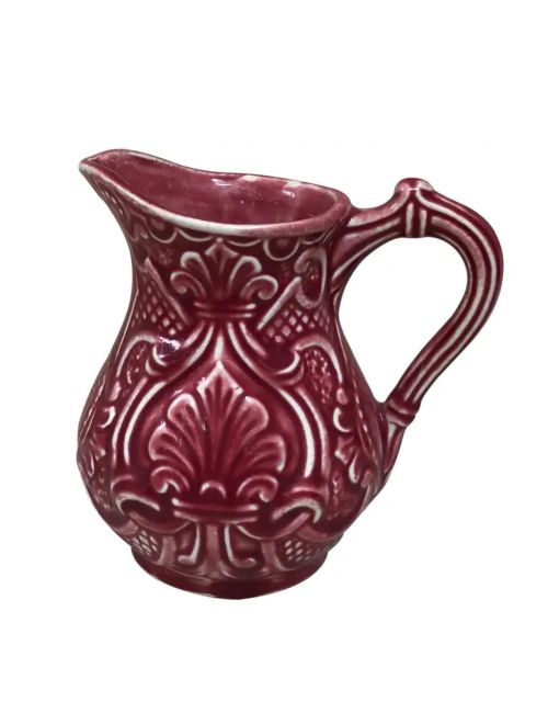 Roter Majolika-Milchkännchen-Krug Onnaing, um 1920