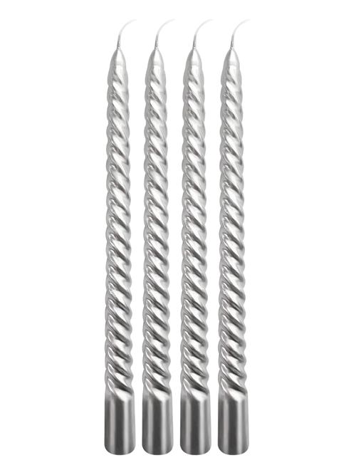 Silberne Spiralkerzen, 12er-Set