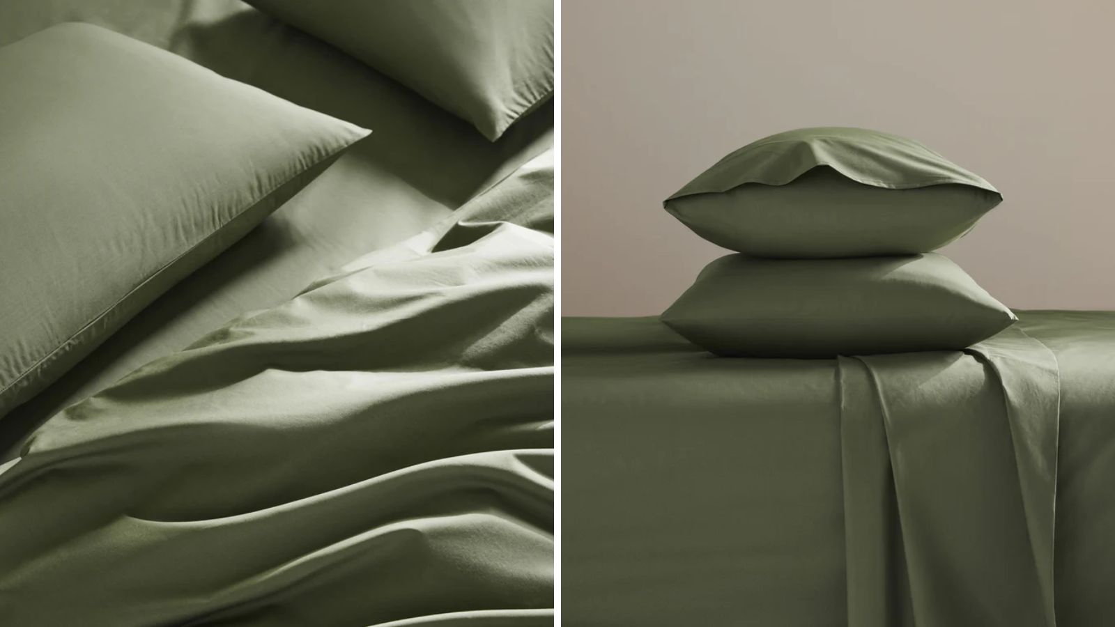 Brooklinen khakigrünes klassisches Perkal-Bettwäsche-Set