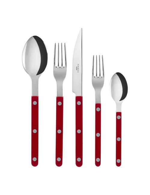 Fünfteiliges Besteckset in Burgunderrot – Bistrot-Kollektion