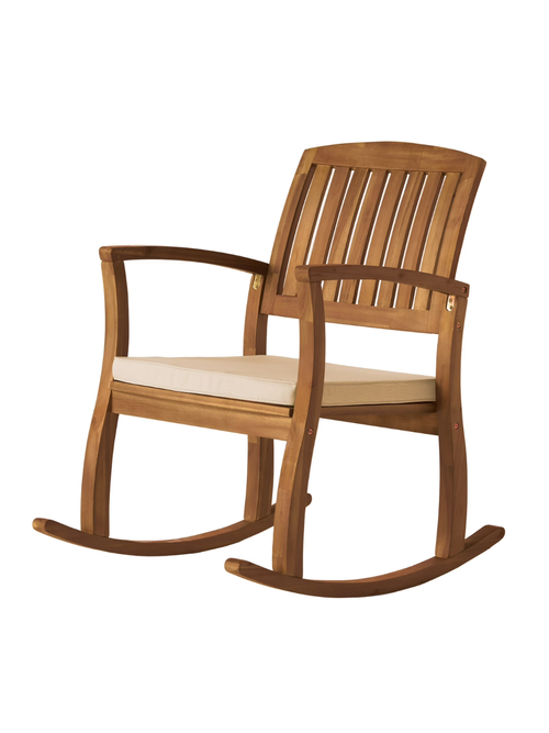 Outdoor-Schaukelstuhl aus Akazienholz mit Kissen, 2er-Set