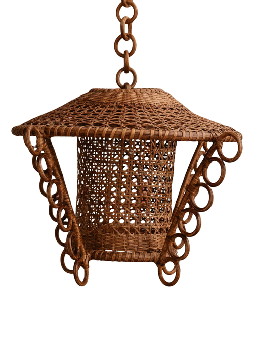 Retro-Rattan-Pendelschirm
