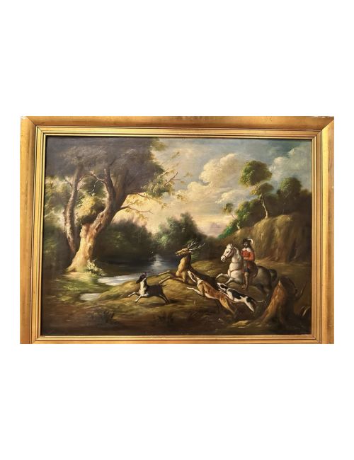 Vintage französische Hirschmalerei